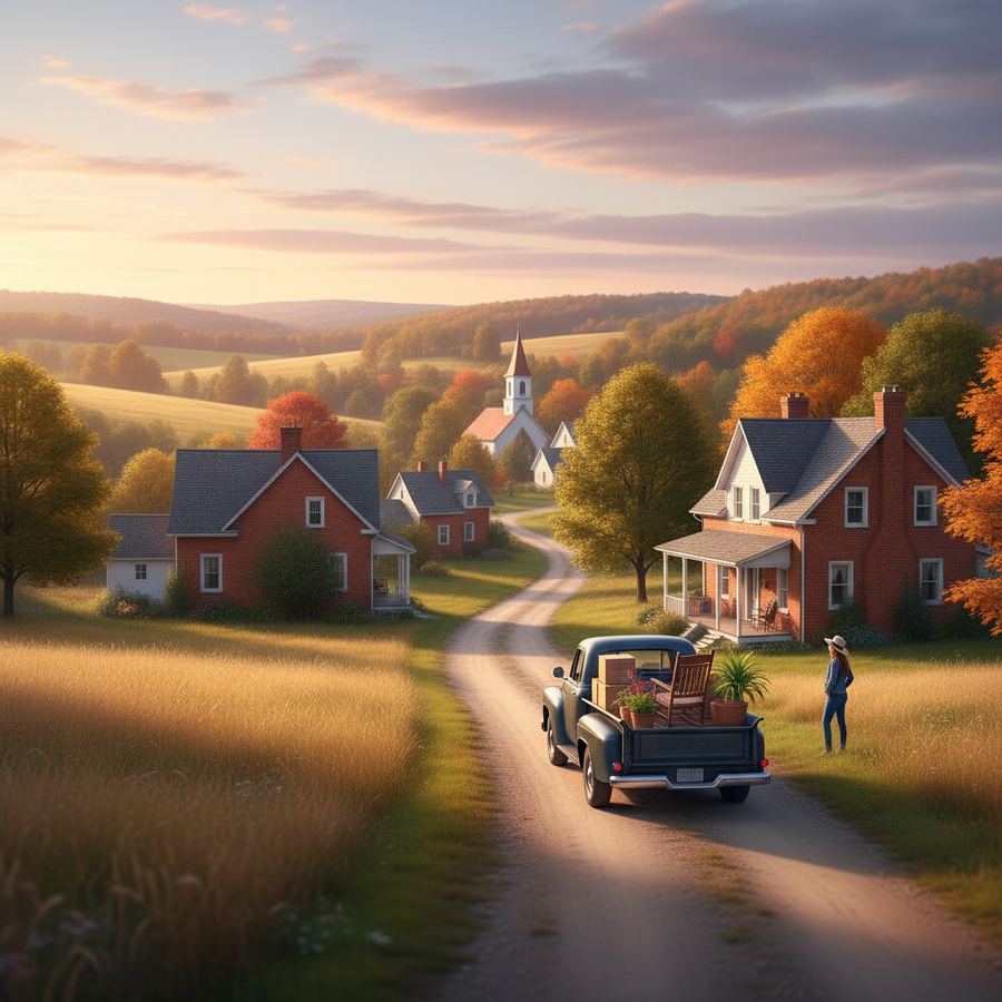 A quiet residential street in a small Ontario town lined with mature trees and older homes