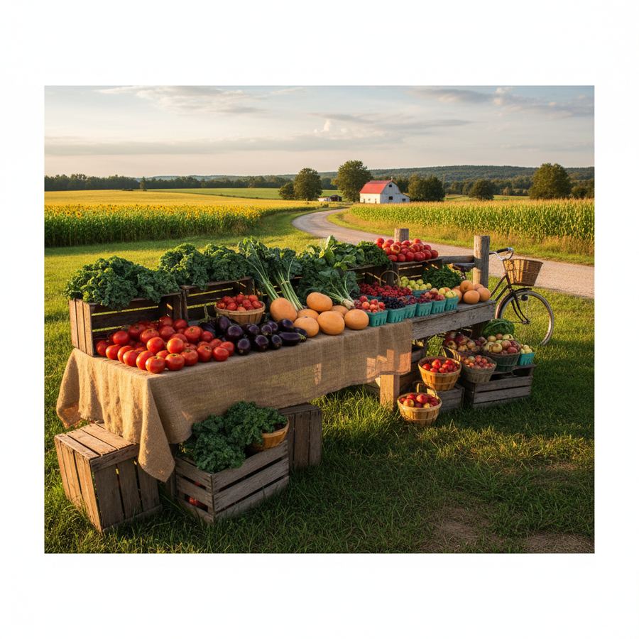Fresh produce at a roadside farm stand in Prince Edward County