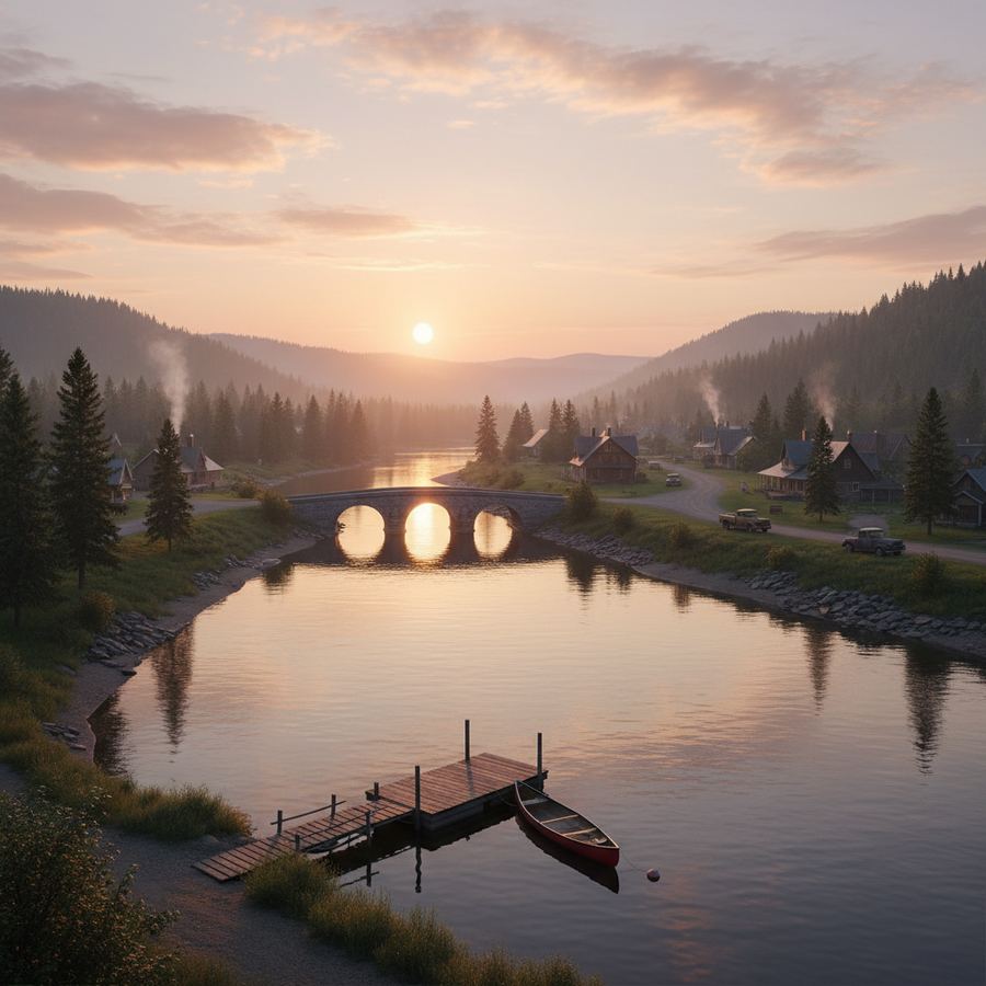 View of the Ottawa River near Petawawa with forested shores on both sides