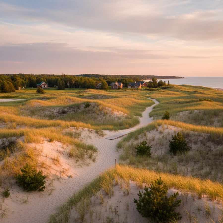 Sand dunes and grasses at the quieter eastern end of Wasaga Beach